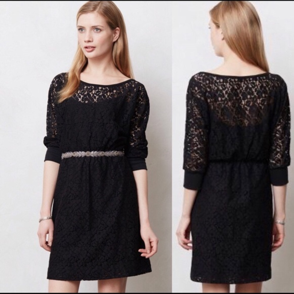 Anthropologie Black Lace Dress